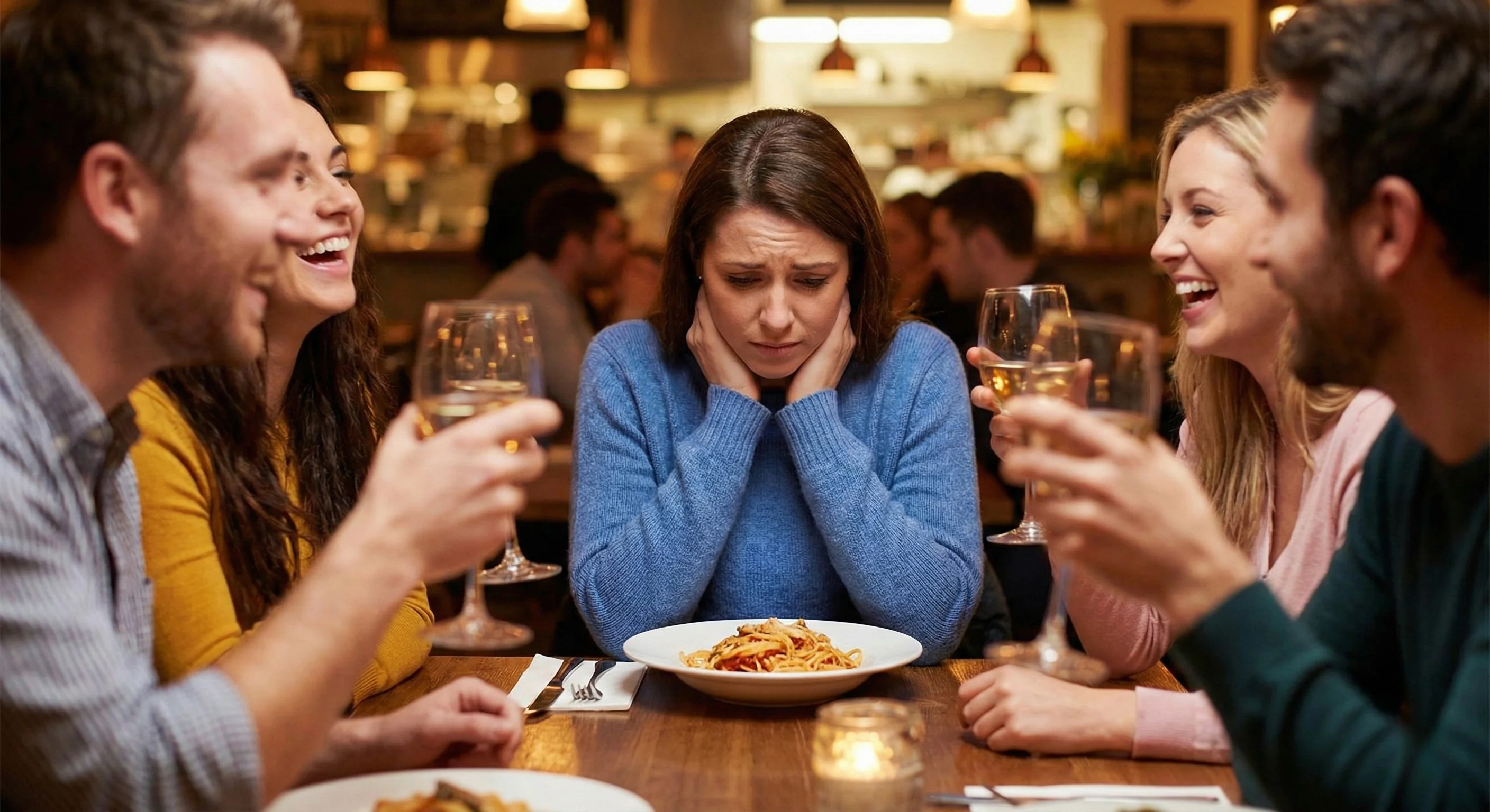 Persona sintiendo dolor y preocupación estomacal